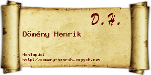 Dömény Henrik névjegykártya